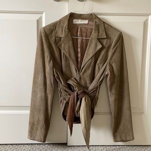 Vintage Valentino Beige Suede Goat Leather Belted Jacket